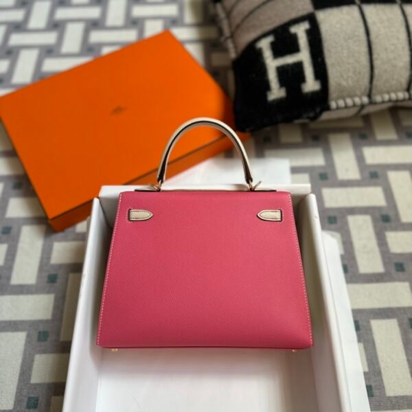 Hong Kong Hermes Kelly Sellier 25CM Epsom Leather Rose Azalee / Craie Gold Hardware