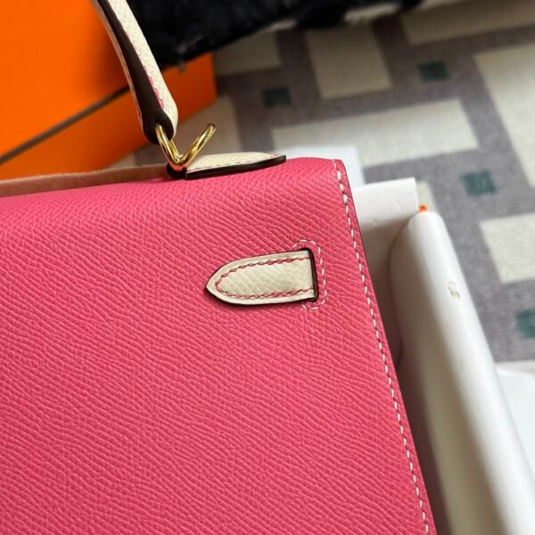 Hong Kong Hermes Kelly Sellier 25CM Epsom Leather Rose Azalee / Craie Gold Hardware