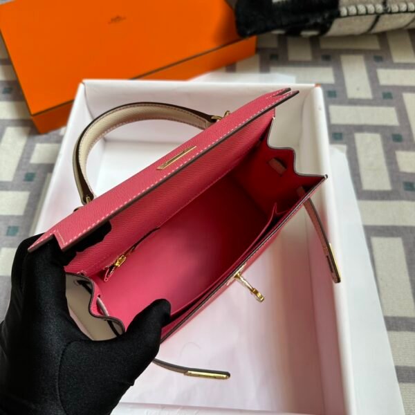 Hong Kong Hermes Kelly Sellier 25CM Epsom Leather Rose Azalee / Craie Gold Hardware