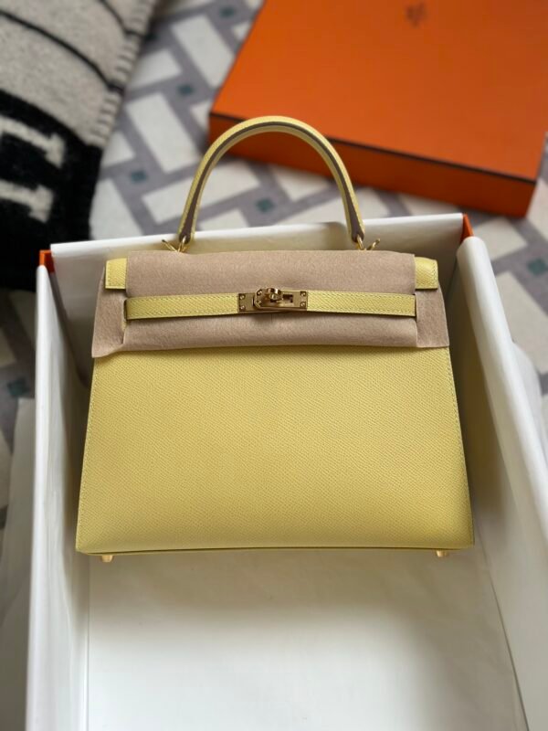 Hermes Bag Price Kelly Sellier 25CM 1Z Jaune Poussin Epsom Leather Gold Hardware
