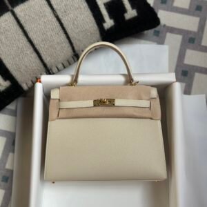Korea Seoul Hermes Epsom Leather CC10 Craie Kelly Sellier 25CM Gold Hardware