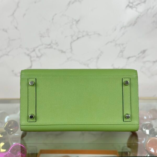 Hermes 3I Vert Criquet Epsom Leather Birkin Sellier 25CM Silver Hardware