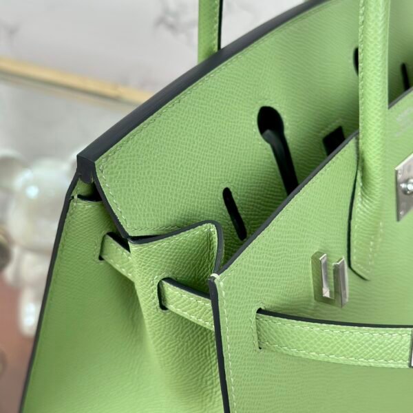Hermes 3I Vert Criquet Epsom Leather Birkin Sellier 25CM Silver Hardware