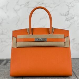 Korea Seoul Hermes Birkin 30CM Sellier Epsom Leather CK93 Orange Silver Hardware