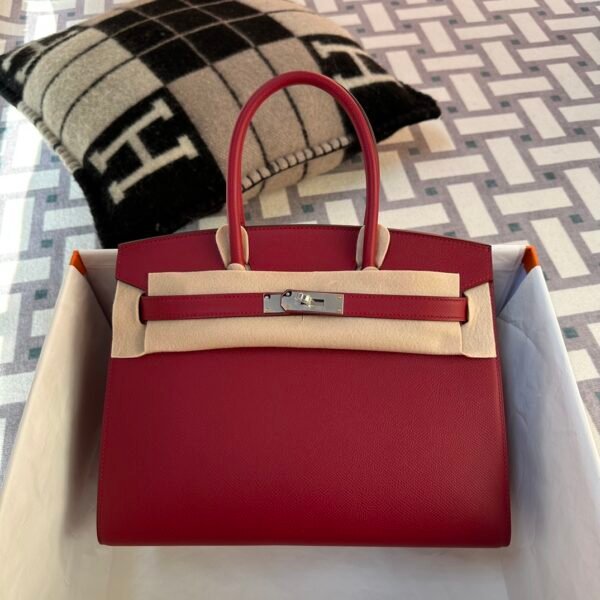 Hong Kong Hermes Birkin 30CM Sellier Epsom Leather B5 Rubis Silver Hardware