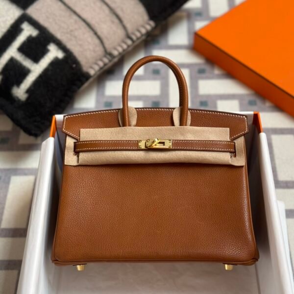 Hermes Birkin 25CM Images 34 Fauve Barenia Faubourg Gold Hardware