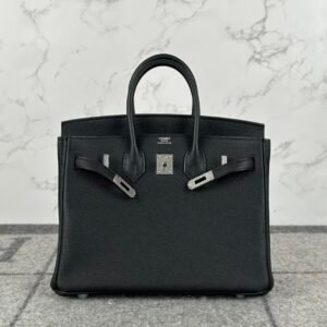 Hermes Togo Leather Birkin 25CM CK89 Noir Silver Hardware