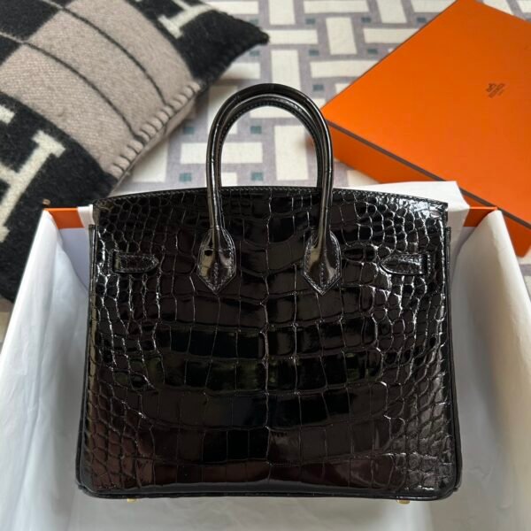 wsxc1721830596384_1 Hong Kong Hermes Shiny Niloticus Crocodile Birkin 25CM 89 Noir Gold Hardware