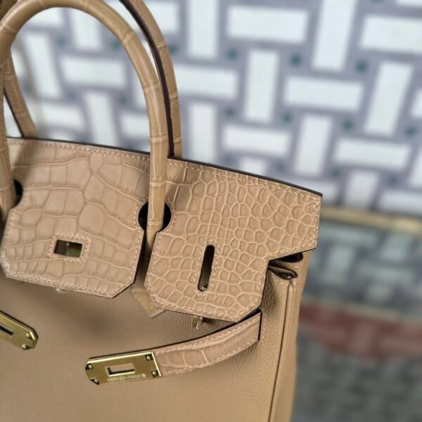 Hermes Birkin 30CM Touch Togo / Matte Crocodile 0M Chai Gold Hardware
