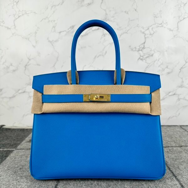 UK London Hermes Epsom Leather Birkin 30CM Blue Frida Gold Hardware