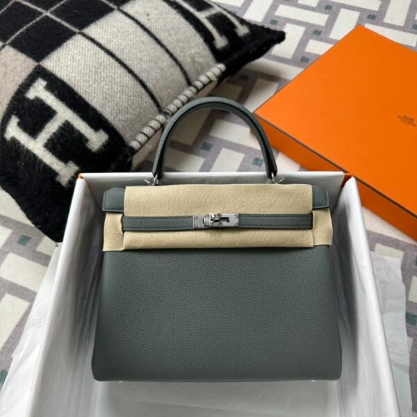 wsxc1722007883920_0 Indonesia Jakarta Hermes Kelly 25CM Togo Leather CK63 Vert Amande Silver Hardware