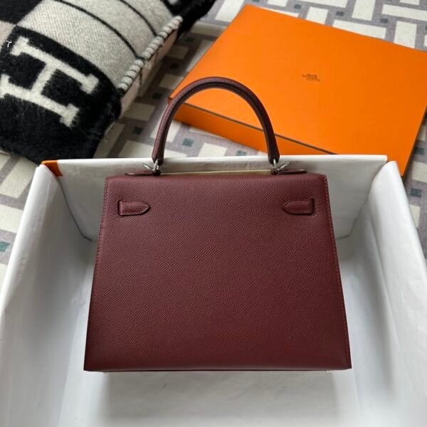 Hermes Bag Images Kelly Sellier 25CM Epsom Leather CC55 Rouge H Silver Hardware