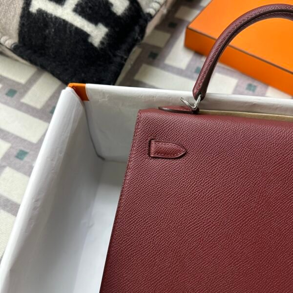 Hermes Bag Images Kelly Sellier 25CM Epsom Leather CC55 Rouge H Silver Hardware