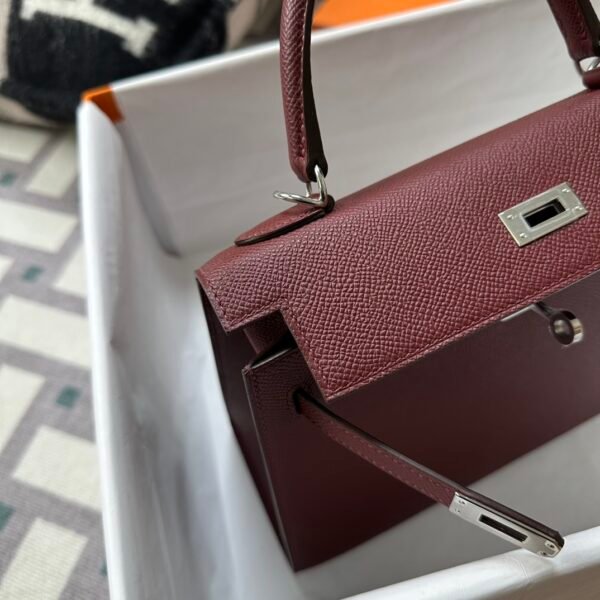 Hermes Bag Images Kelly Sellier 25CM Epsom Leather CC55 Rouge H Silver Hardware