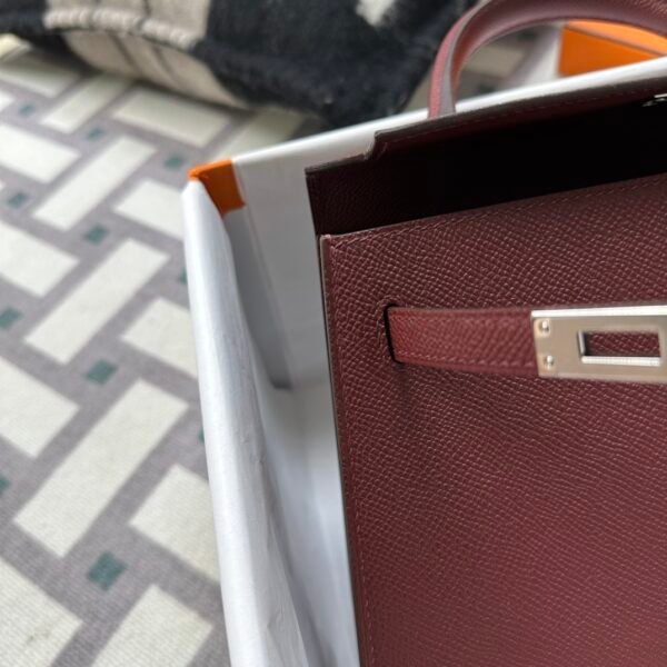 Hermes Bag Images Kelly Sellier 25CM Epsom Leather CC55 Rouge H Silver Hardware