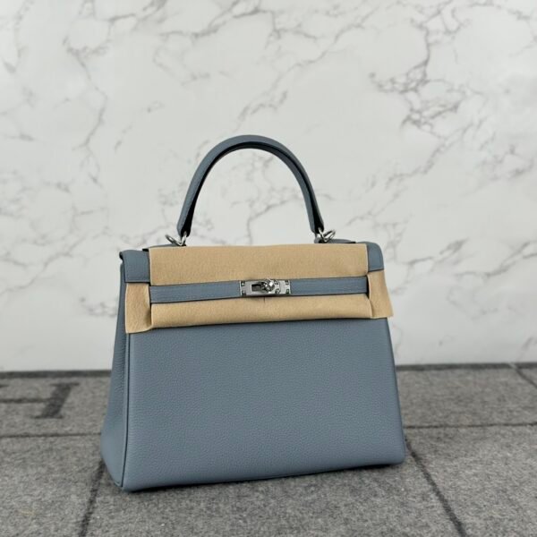 Singapore Kuala Lumpur Hermes Kelly 25CM Togo Leather J7 Blue Lin Silver Hardware