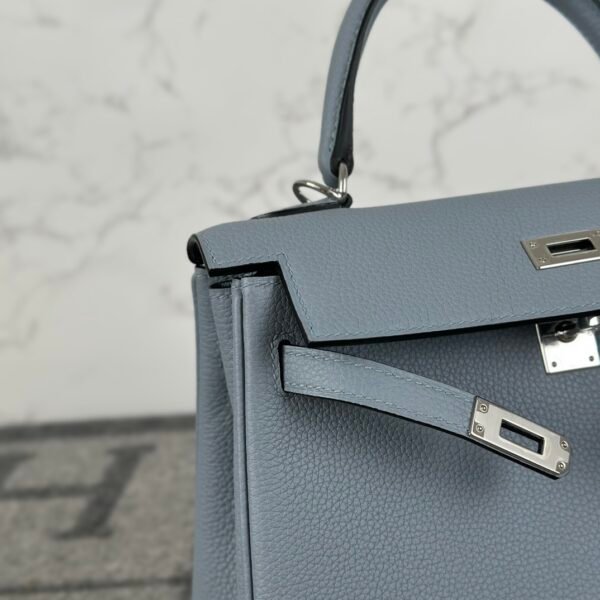 Singapore Kuala Lumpur Hermes Kelly 25CM Togo Leather J7 Blue Lin Silver Hardware