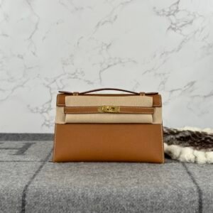 Hermes Kelly Pochette 22cm CC 37 Gold Epsom Leather Gold Hardware