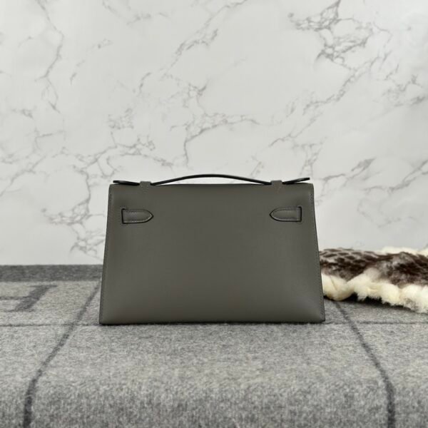 wsxc1722008989113_1 Full Handmade Hermes Swift Leather Kelly Pochette 22cm 0L Gris Meyer Silver Hardware