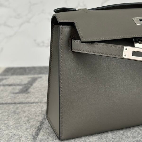 wsxc1722008989113_4 Full Handmade Hermes Swift Leather Kelly Pochette 22cm 0L Gris Meyer Silver Hardware