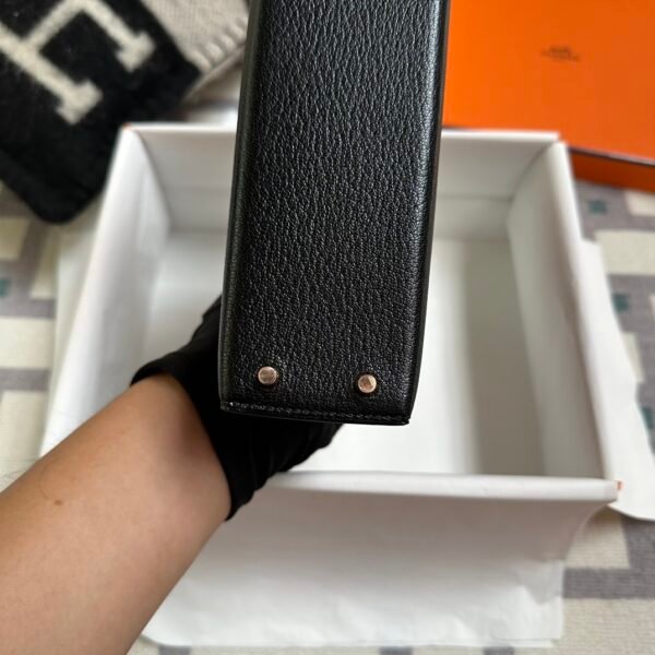 Hermes Mini Kelly 19CM CD89 Noir Chevre Leather Rose Gold Hardware