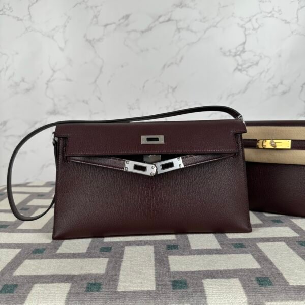 wsxc1722267323526_0 Full Handmade Hermes Chevre Leather Kelly Elan 27CM 0G Rouge Sellier Silver Hardware