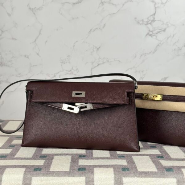 wsxc1722267323526_1-1 Full Handmade Hermes Chevre Leather Kelly Elan 27CM 0G Rouge Sellier Silver Hardware