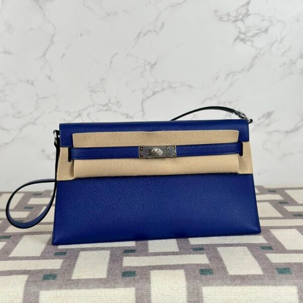 Canada Ottawa Hermes Kelly Elan 27CM Chevre Leather 7T Blue Electric Silver Hardware