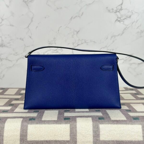 Canada Ottawa Hermes Kelly Elan 27CM Chevre Leather 7T Blue Electric Silver Hardware