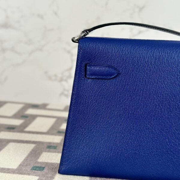Canada Ottawa Hermes Kelly Elan 27CM Chevre Leather 7T Blue Electric Silver Hardware