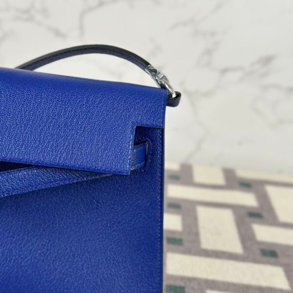 Canada Ottawa Hermes Kelly Elan 27CM Chevre Leather 7T Blue Electric Silver Hardware