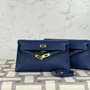 wsxc1722267326989_0 UAE Dubai Hermes Kelly Elan 27CM Chevre Leather CC73 Blue Saphir Gold Hardware
