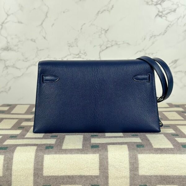 Hermes Bag Price Chevre Leather Kelly Elan 27CM CK73 Blue Saphir Silver Hardware