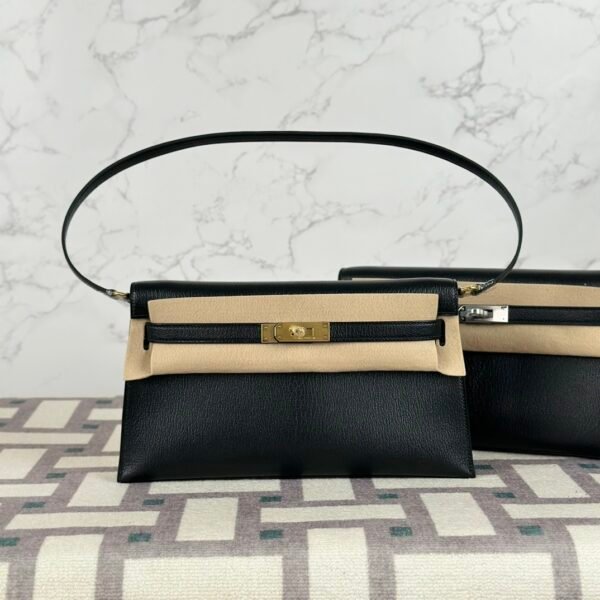 Hermes Bag Price Kelly Elan 27CM CC89 Noir Chevre Leather Gold Hardware