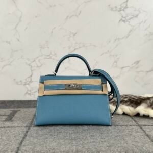 wsxc1722867890562_0 UAE Dubai Hermes Epsom Leather Mini Kelly 19CM CK75 Blue Jean Silver Hardware