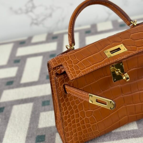UK London Hermes Mini Kelly 19CM 37 Gold Matte Alligator Crocodile Gold Hardware