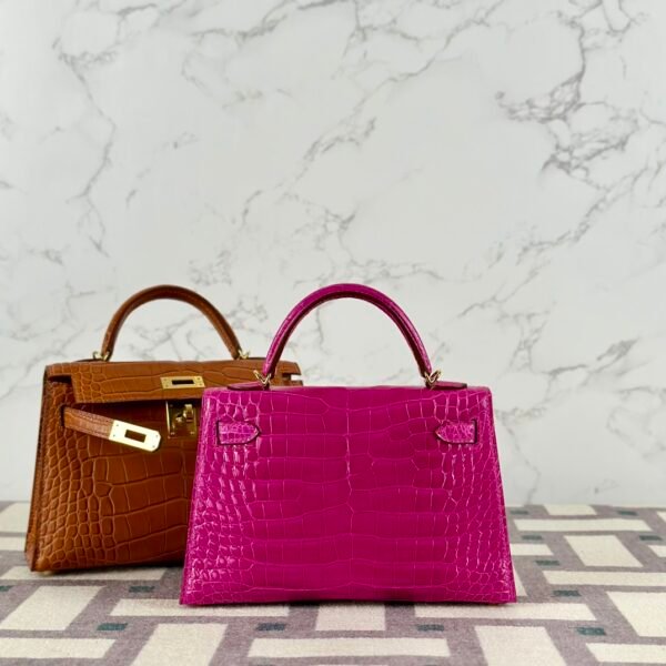 Australia Sydney Hermes Mini Kelly 19CM Shiny Alligator Crocodile J5 Rose Sheherazade Gold Hardware