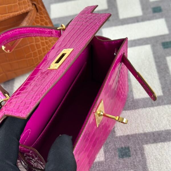 Australia Sydney Hermes Mini Kelly 19CM Shiny Alligator Crocodile J5 Rose Sheherazade Gold Hardware