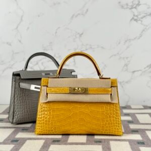 wsxc1723040842645_1 Australia Sydney Hermes Mini Kelly 19CM Shiny Alligator Crocodile 9D Jaune Amber Gold Hardware