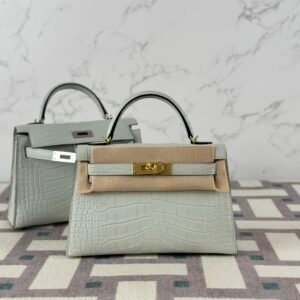 wsxc1723040844108_1 Hermes Bag Price Mini Kelly 19CM Matte Alligator Crocodile 0W Gris Neve Gold Hardware
