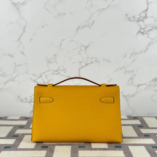 UK London Hermes Kelly Pochette 22CM Epsom Leather 9D Jaune Amber Gold Hardware