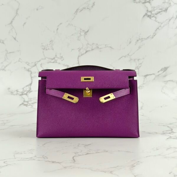 USA Los Angeles Hermes Kelly Pochette 22CM Epsom P9 Anemone Gold Hardware