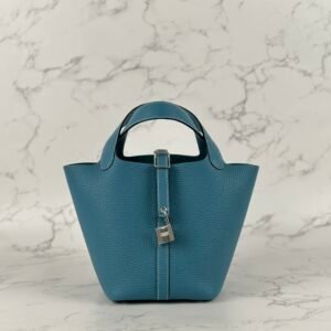 wsxc1723828483116_0 Hermes Bag Price Clemence Leather Picotin 18CM CK75 Blue Jean Silver Hardware