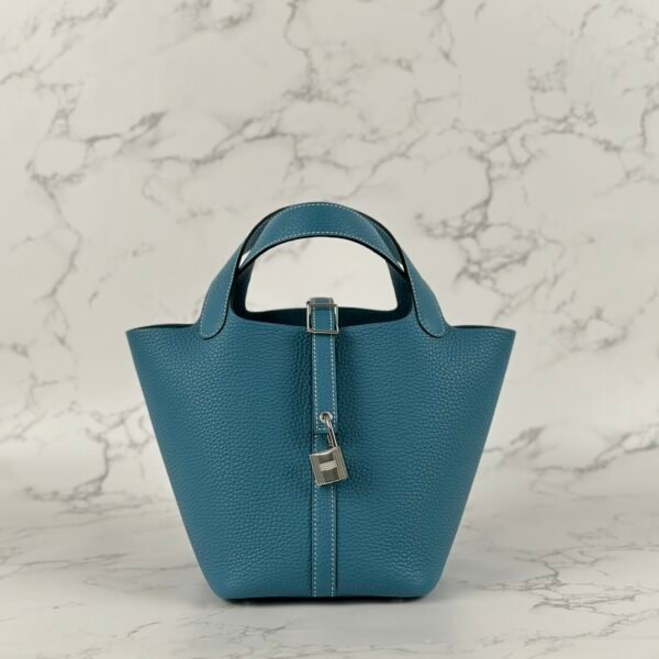 wsxc1723828483116_0 Hermes Bag Price Clemence Leather Picotin 18CM CK75 Blue Jean Silver Hardware
