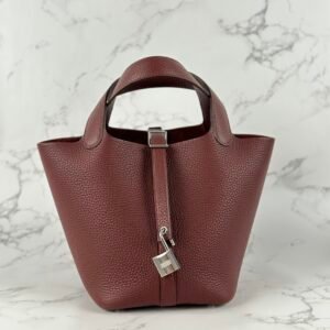 wsxc1723828489172_0 Full Handmade Hermes Clemence Leather Picotin 18CM CK55 Rouge H Silver Hardware