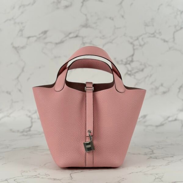 wsxc1723829637833_0 Russia Moscow Hermes Picotin 18CM Clemence Leather 3Q Rose Sakura Silver Hardware