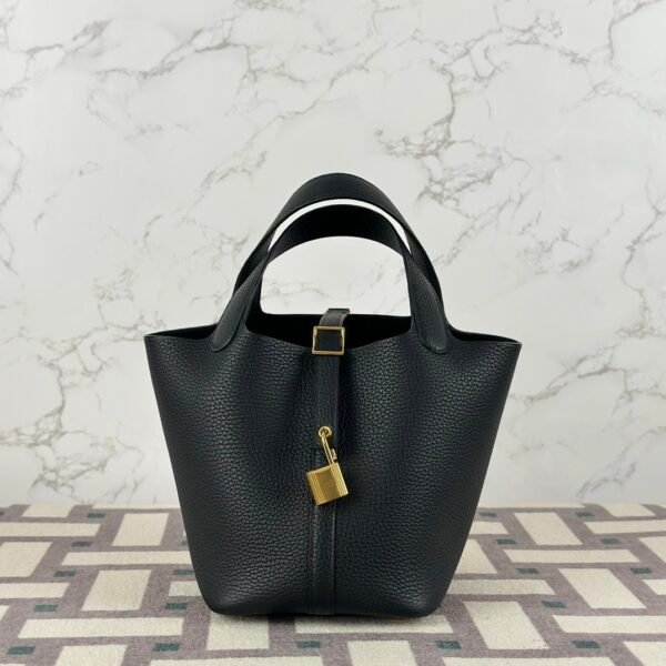 Hermes Bag Price Picotin 18CM Clemence Leather CC89 Noir Gold Hardware