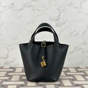 Hermes Bag Price Picotin 18CM Clemence Leather CC89 Noir Gold Hardware