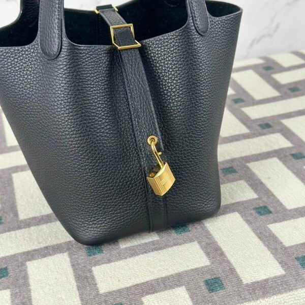 Hermes Bag Price Picotin 18CM Clemence Leather CC89 Noir Gold Hardware