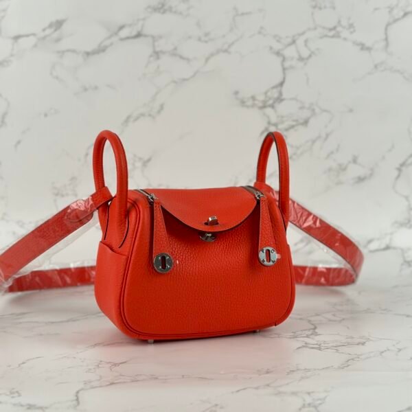 wsxc1723914566655_1 Hermes Mini Lindy 19CM Clemence Leather 9T Fue Orange Silver Hardware